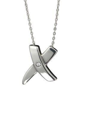 Tiffany & Co Elsa Peretti X Necklace Diamond Sterling Silver Pendant